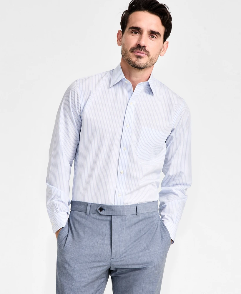 Men's Regular-Fit Non-Iron Spread Collar Stripe Broadcloth Dress Shirt