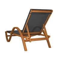 vidaXL Sun Lounger with Pillow Gray Textilene and Solid Wood Poplar