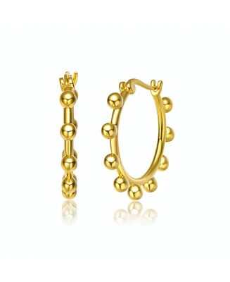 14K Gold Plated Cubic Zirconia Hoop Earrings