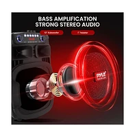 Pyle Portable Bluetooth Pa Speaker System - 800W 12 Inch Outdoor Speaker with Built-In Party Lights