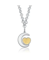 Two-Tone Crescent Moon & Heart Pendant