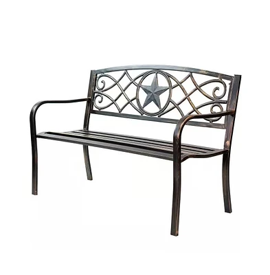 Steel Garden Bench – 4-Foot Outdoor Patio Seating with Powder Coated Metal Finish for Lawn or Porch