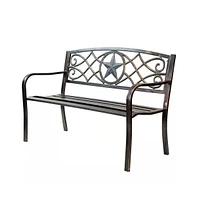 Steel Garden Bench – 4-Foot Outdoor Patio Seating with Powder Coated Metal Finish for Lawn or Porch