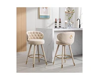 360° Swivel Counter Height Bar Stools Set of 2 with Solid Wood Legs for Kitchen or Dining Room-The Pop Home