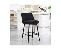 Set of 2 Counter Height Bar Stools, 360° Swivel Upholstered Barstools with Metal Legs-The Pop Home