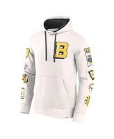 Fanatics Men's White/Black Boston Bruins Vintage Letterman Pullover Hoodie
