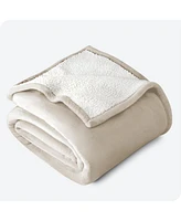 Bare Home Fleece Sherpa Throw Blanket