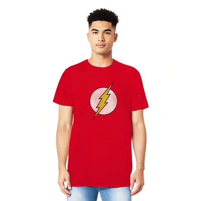 Dc Flash Mens Dc Comics Flash Rough Flash Logo Adult Heather Tee / T-Shirt