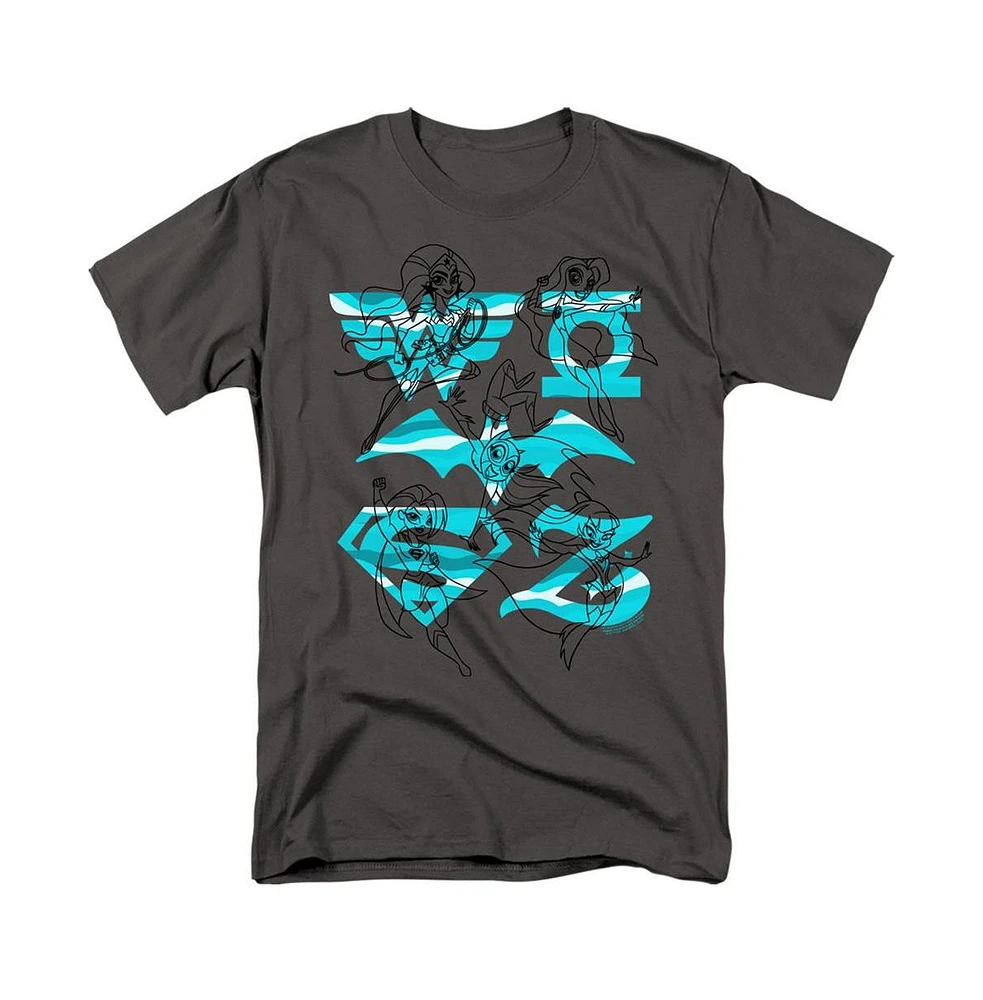 Dc Wonder Woman Men's Superhero Girls Comics Line Art Group Short Sleeve Adult Tee / T-Shirt