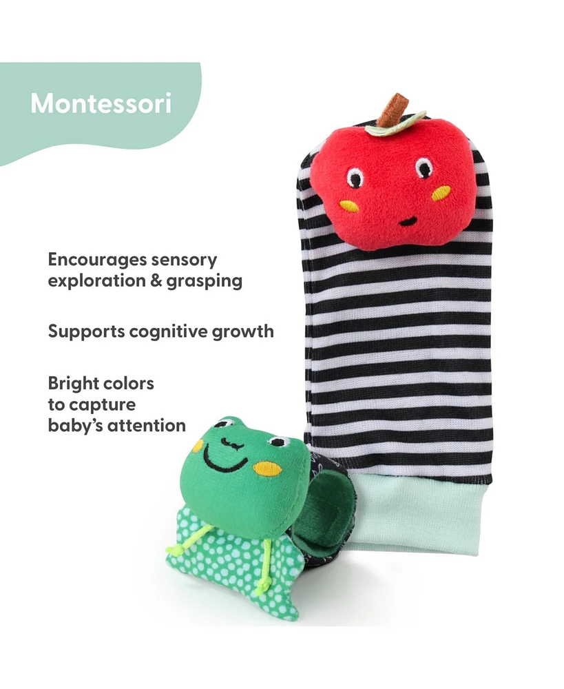 The Peanutshell Montessori Baby Rattle Socks and Wrist Rattle Set, 5 Piece
