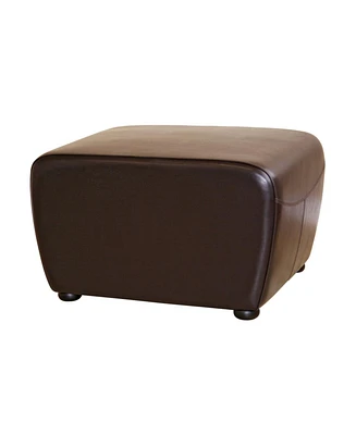 Baxton Studio Dark Brown Full Leather Ottoman With Rounded Sides