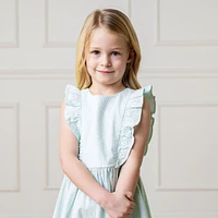 Hope & Henry Toddler Girls Seersucker Flutter Sleeve Open Back Dress