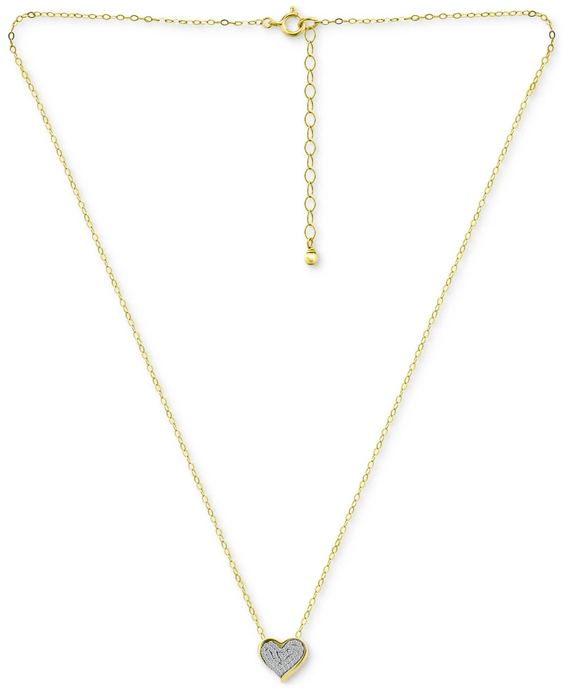 Giani Bernini Pave Cubic Zirconia Heart Pendant Necklace (5/8 ct. t.w.) in 18k Gold Over Sterling Silver, 16" + 2" extender, Exclusively at Macy's