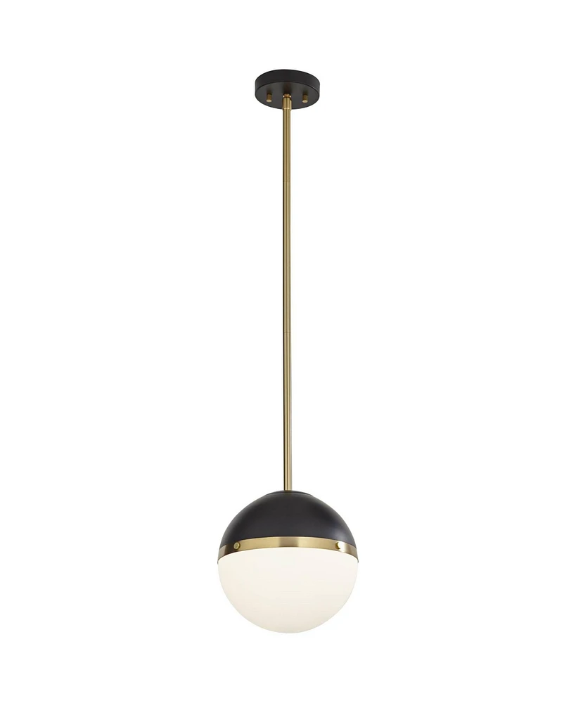 McGraw 10 1/4" Modern Pendant Ceiling Light Fixture Dining Room Over Table Kitchen Island Foyer Hanging Round Antique Brass and Black Finish Metal Hal