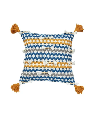 22" x 22" Jensen Ochre Woven Tasseled Accent Throw Pillow