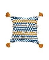 22" x 22" Jensen Ochre Woven Tasseled Accent Throw Pillow