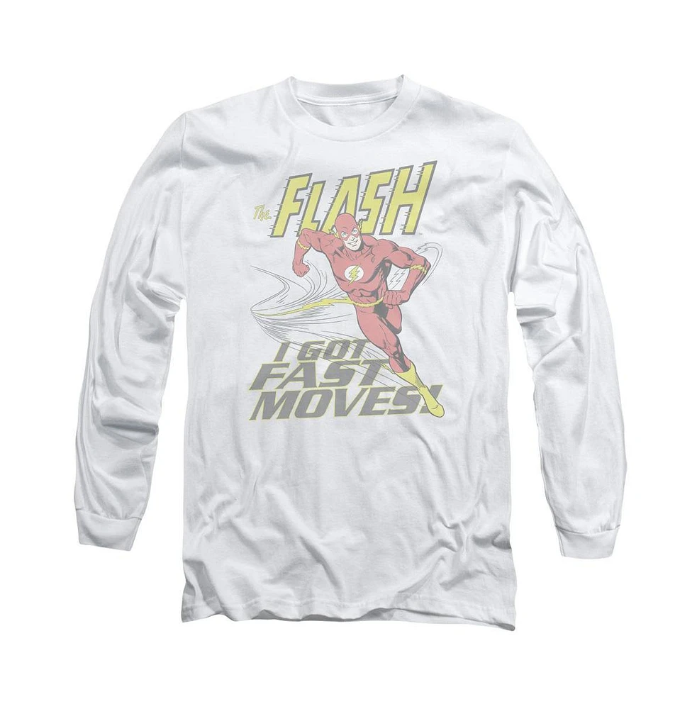 Flash Men's Dc Dc Comics Fast Moves Long Sleeve Adult Tee / T-Shirt