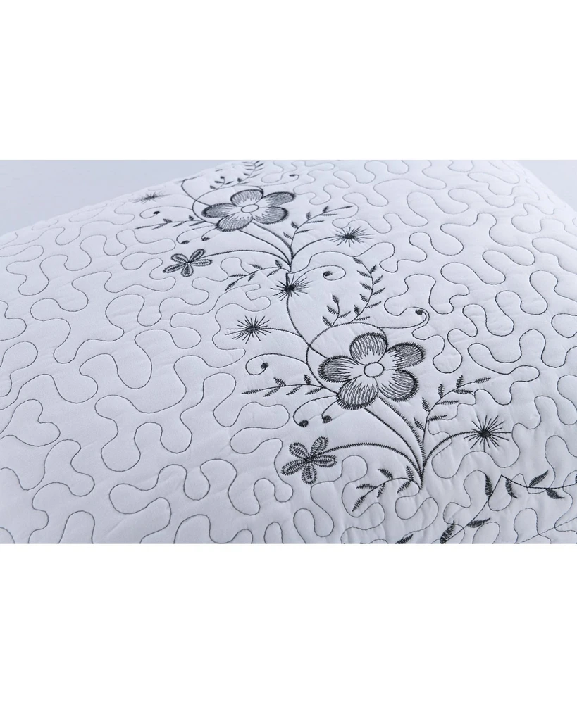 MarCielo 2 Pcs Embroidered Floral Pillow Shams King