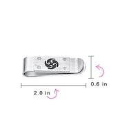 Bling Jewelry Black Whirling Spinning Symbol Blade Ninja Star Money Clip Credit Card Graduation Stainless Steel