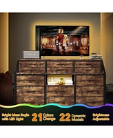 TrailBlaze Dresser for Bedroom with Power Outlets and Led Lights, 55" W Dresser with 14 Drawers Dresser Fabric Dressers & Chests of Drawers with