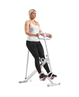 Sunny Health & Fitness Pink Smart Upright Row-n-Ride Squat Assist Exerciser with Free SunnyFit App via Bluetooth