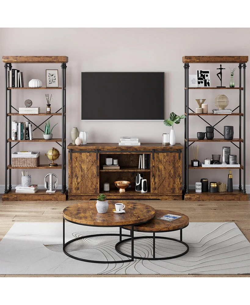 gaomon Bookshelf Industrial Bookcase Wooden Storage Open Rack Shelf with Metal Frame