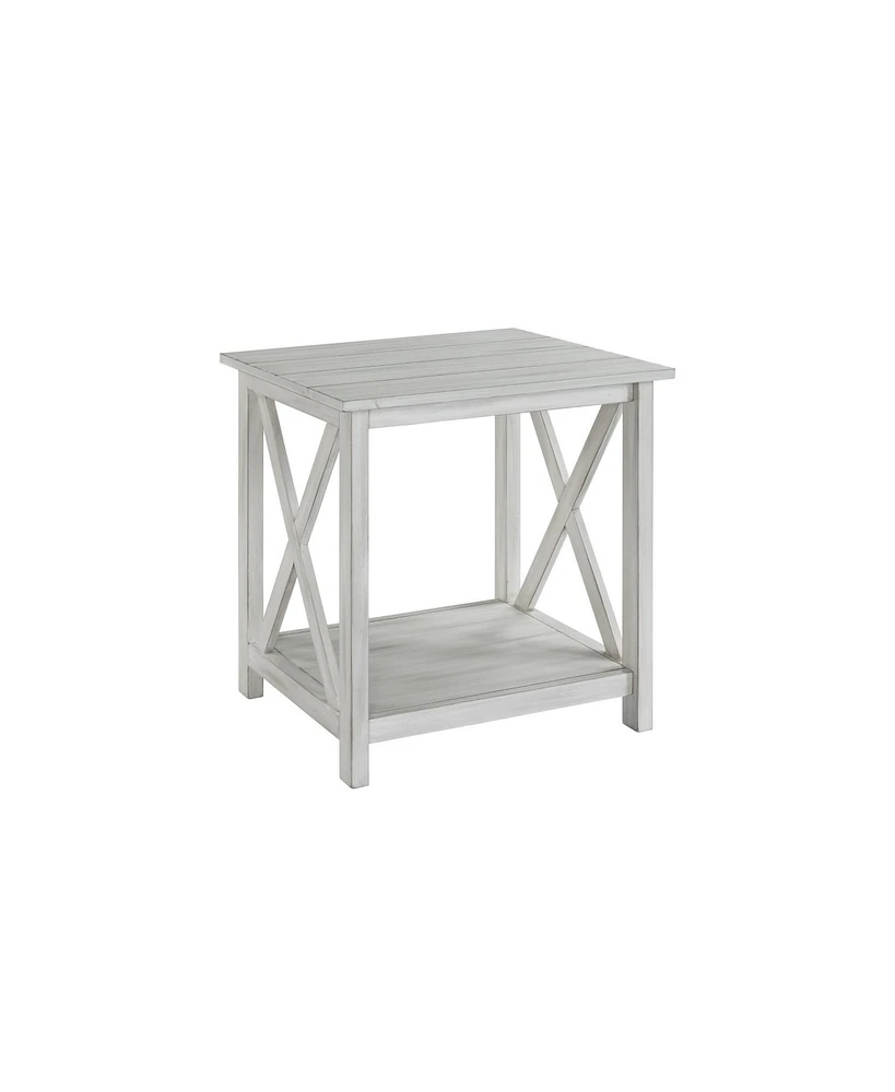 1 Open Shelf End Table with X-Shaped Accents Stylish and Functional Storage for Living Room or Bedroom