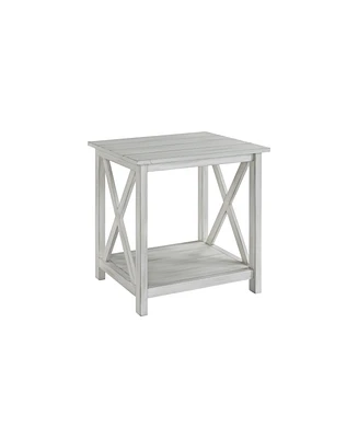 1 Open Shelf End Table with X-Shaped Accents Stylish and Functional Storage for Living Room or Bedroom