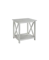 1 Open Shelf End Table with X-Shaped Accents Stylish and Functional Storage for Living Room or Bedroom
