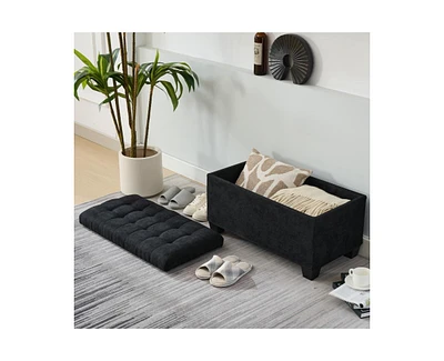 Storage Ottoman Bench with Metal Frame, Versatile Shoe Bench for Bedroom, Entryway, Living Room-The Pop Home