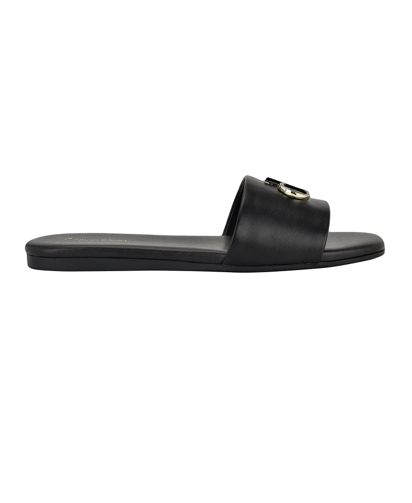 Calvin Klein Women's Yancie Logo Flat Slide Sandals