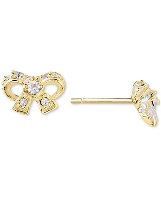 Macy's Cubic Zirconia (1/4 ct. t.w.) Bow Post Earrings Sterling Silver (Also Available 14k Gold over Silver)