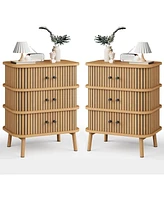 6 Drawer Dresser, Horizontal Chests of Double Drawers for Bedroom, Mid Century Dresser with Black Handles and Wooden Legs, Storage Drawer Organizer fo