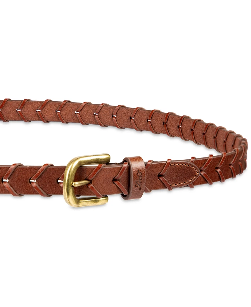 Levi's Women's Fully Adjustable Skinny Braided Genuine Leather Belt