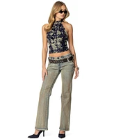 Edikted Womens Paz Printed Mesh Top