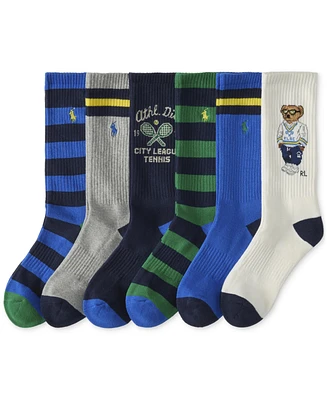 Polo Ralph Lauren Men's 6-Pk. Athletic Club Bear Crew Socks
