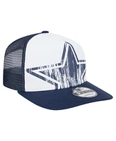 New Era Men's White/Navy Dallas Cowboys Distressed 9FIFTY A-Frame Snapback Hat