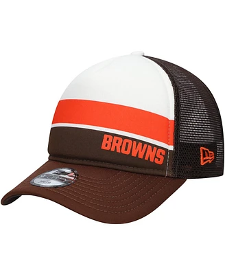 New Era Big Boys and Girls Brown Cleveland Browns Sport Night Color Block 9FORTY A-Frame Trucker Adjustable Hat
