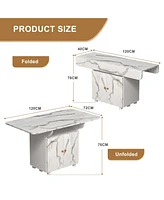 Folding Dining Table with Storage Rack & Cabinet – Space-Saving Multifunctional Table for Small Spaces