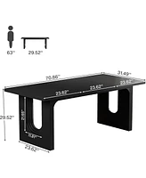 Tribesigns Modern Dining Table for 6 to 8 People, 71" Large Kitchen with Wood Pedestal Base, Rectangular Long Dinner Kitch