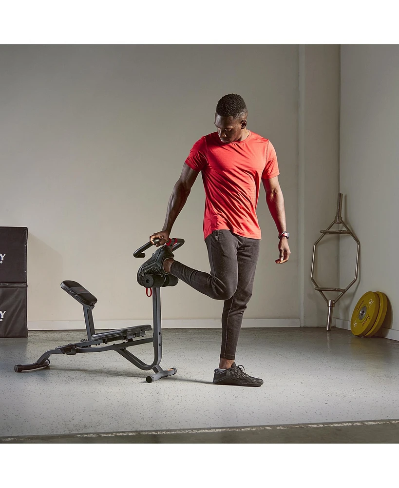 Sunny Health & Fitness Stretch Training Machine with Multi-Grip Handles & Self-Leveling Pedals, 265 Weight Capacity