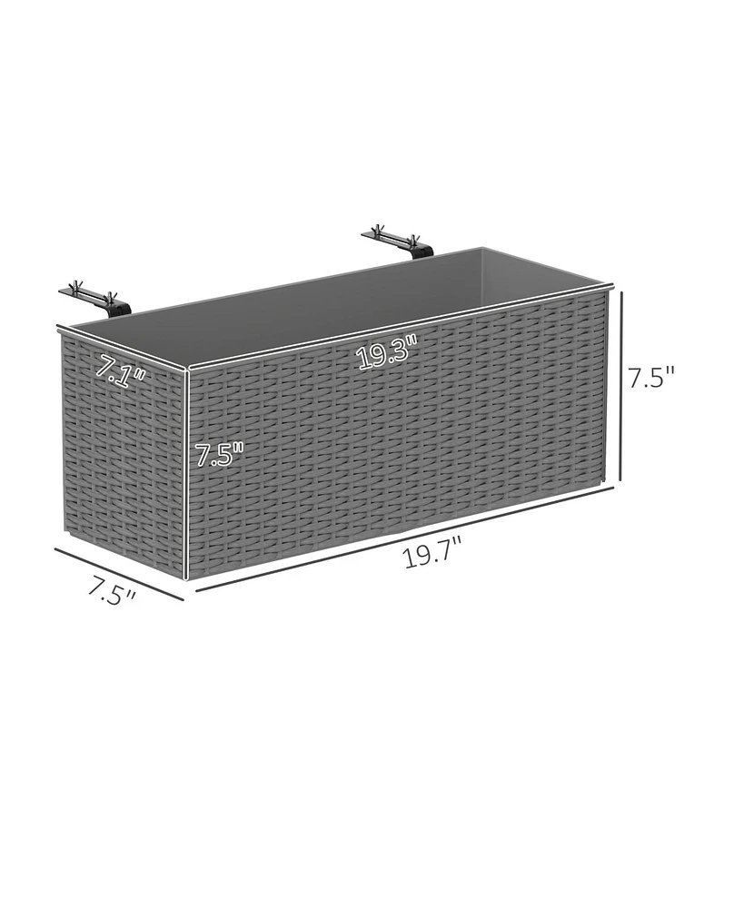 Outsunny Railing Planter Box (2 Pack, 20 Inch),Rat Look,