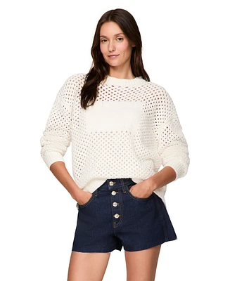 Tommy Jeans Women's Flag Open-Knit Crewneck Sweater