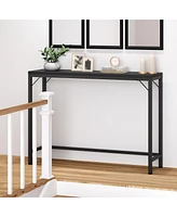 gaomon Farmhouse Console Tables with Power Outlet, 39.4" Entryway Table with Adjustable Feet, Behind Couch Table for Living Room, Entryway