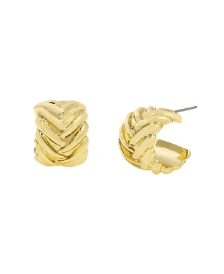 Steve Madden Woven Huggies Hoop Earrings