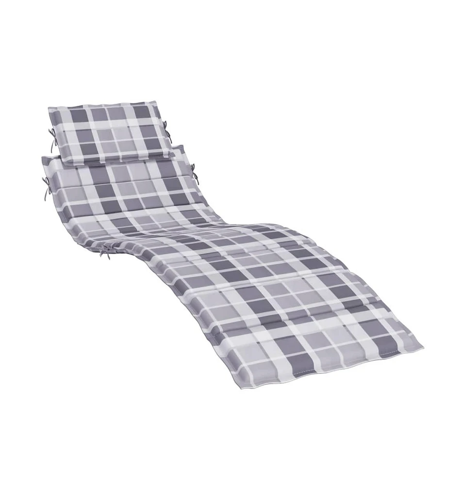 Sun Lounger Cushion Gray Check Pattern 73.2"x22.8"x1.6" Oxford Fabric