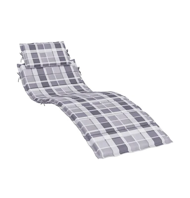 Sun Lounger Cushion Gray Check Pattern 73.2"x22.8"x1.6" Oxford Fabric
