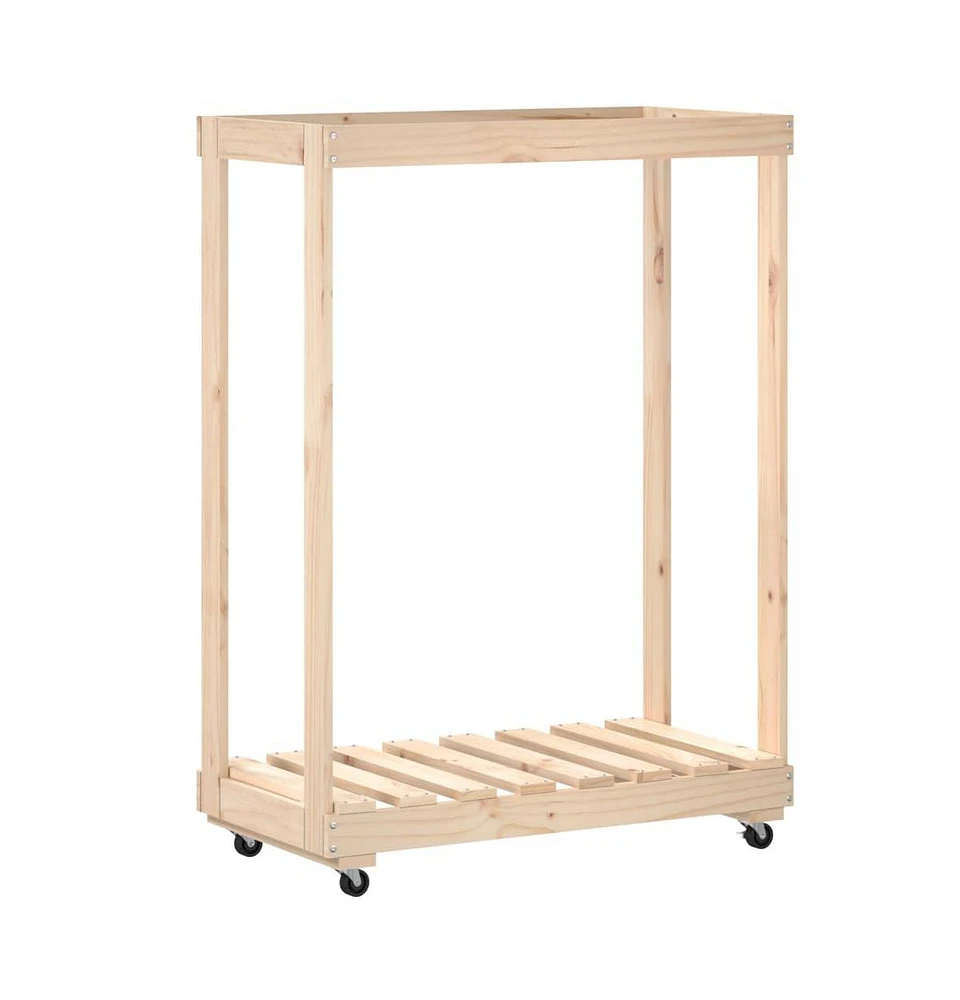 Log Holder with Wheels 30.1"x15.7"x42.5" Solid Wood Pine