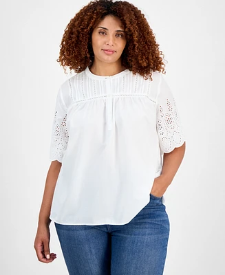 Style & Co Plus Size Short-Sleeve Blouse, Exclusively at Macy's