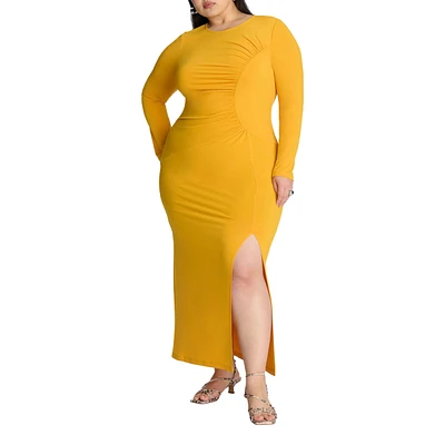Eloquii Women's Shirred Detail Maxi Dress